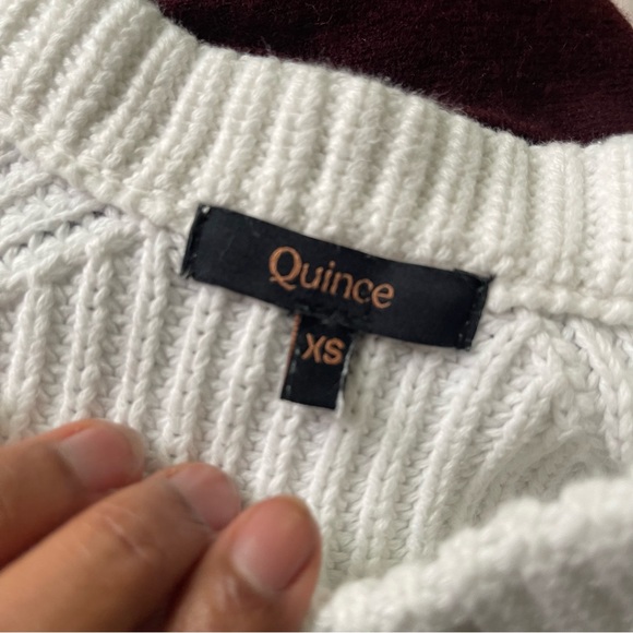 Quince Ivory Chunky Ribbed Cotton Crewneck Sweater XS Quiet Luxury Minimalist - Picture 4 of 4